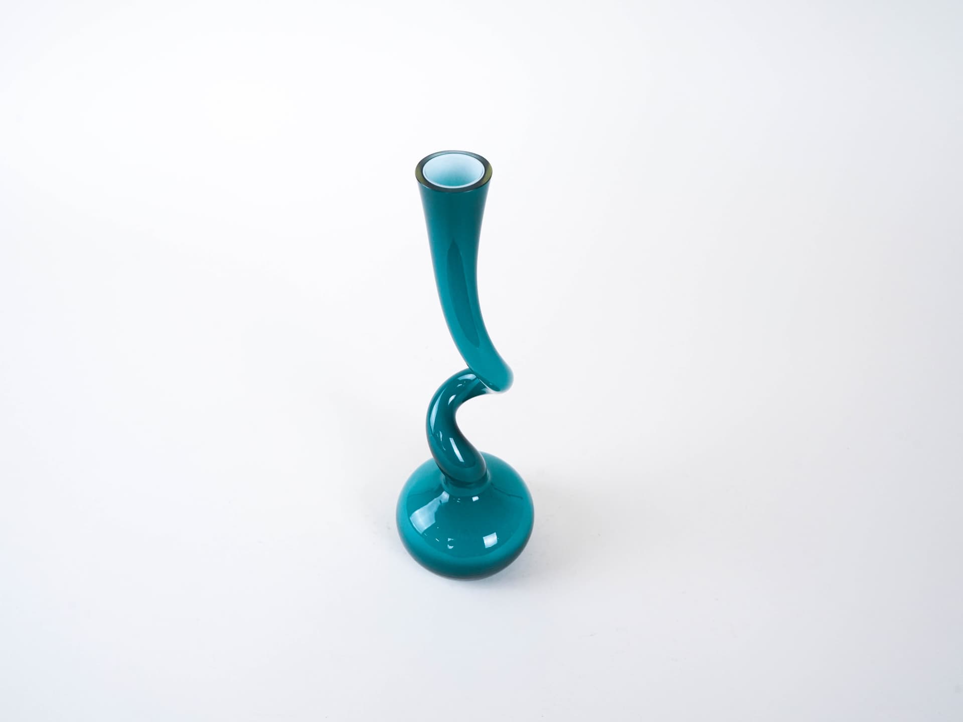 Wazon Swing Vase, turkusowy, szkło, proj. B. Bonnesen, Normann Copenhagen, Dania, lata 90. - 293427