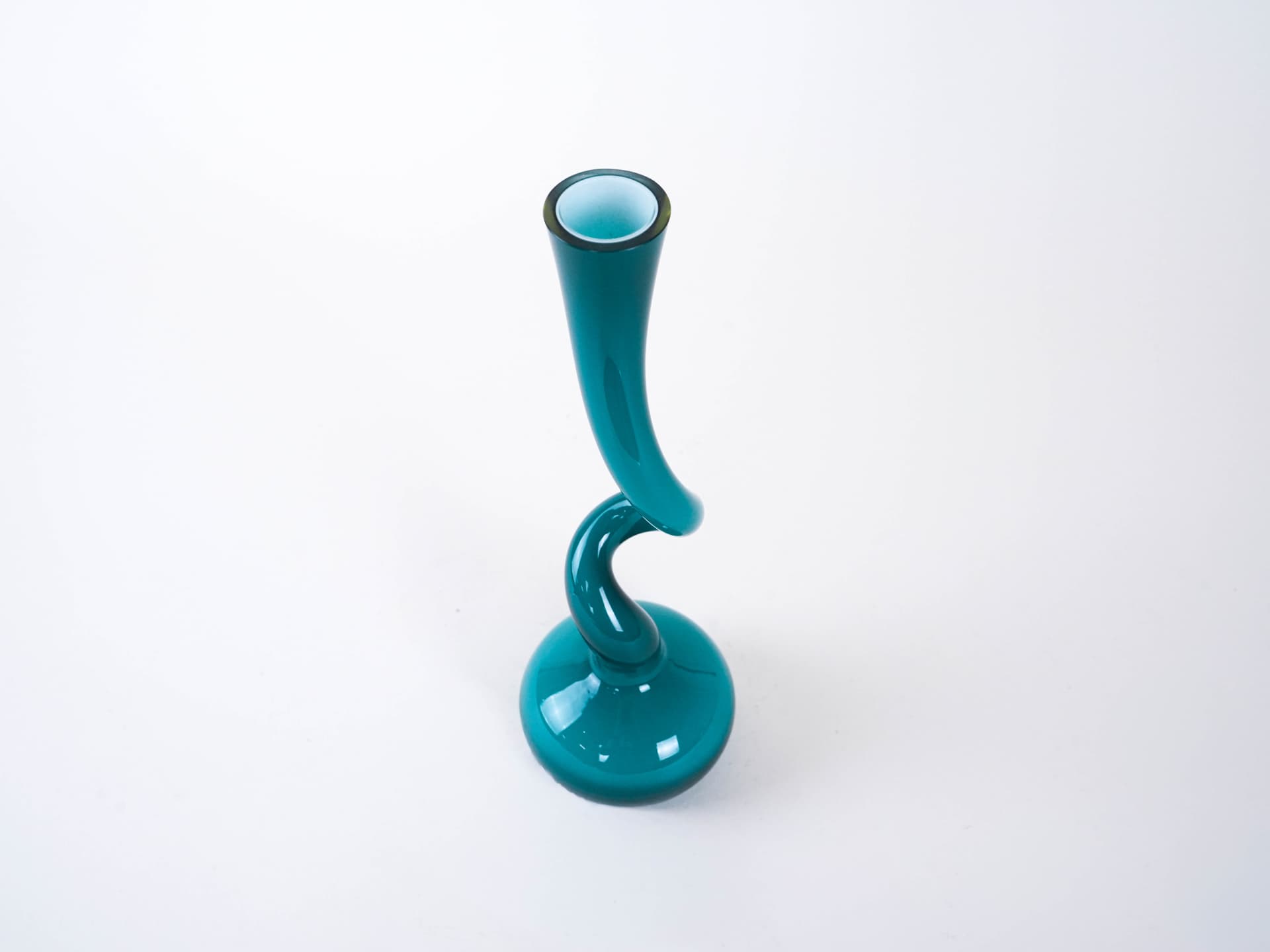 Wazon Swing Vase, turkusowy, szkło, proj. B. Bonnesen, Normann Copenhagen, Dania, lata 90. - 293426