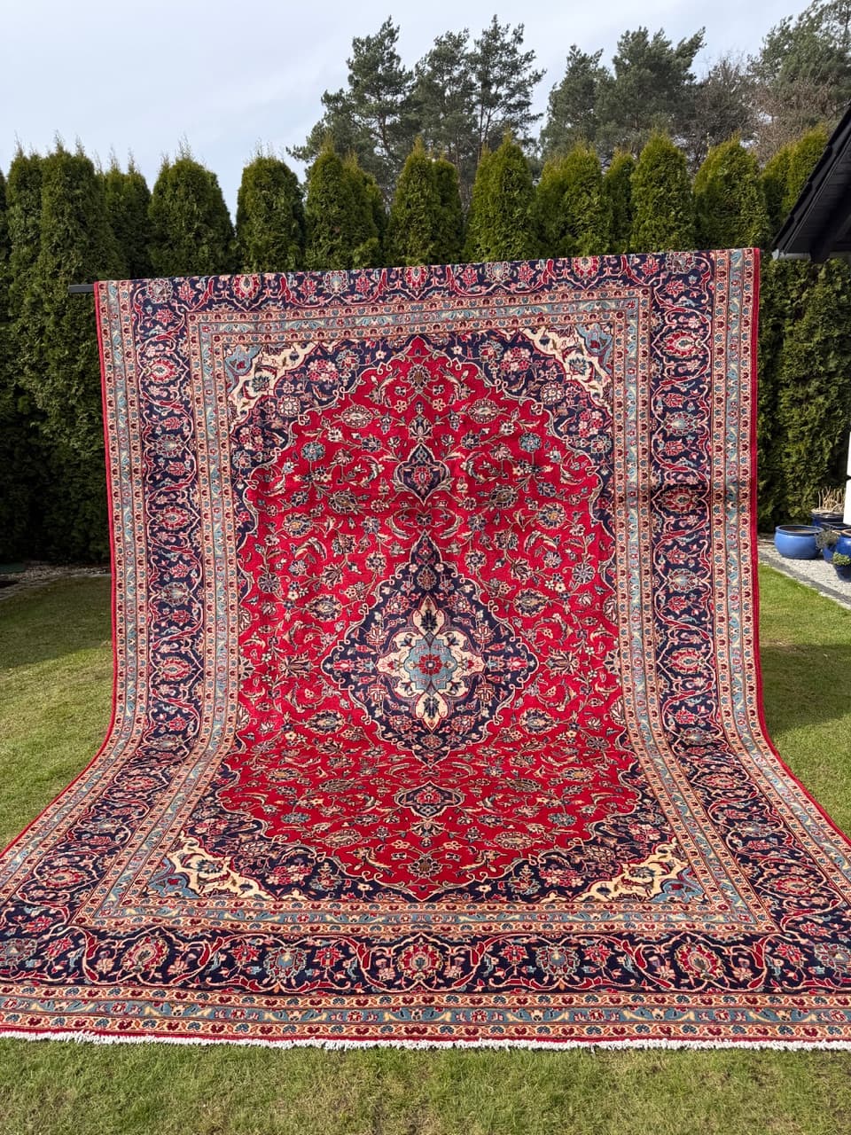 Dywan Keshan, 400x300 cm, czerwony, wełna, Iran - 293613