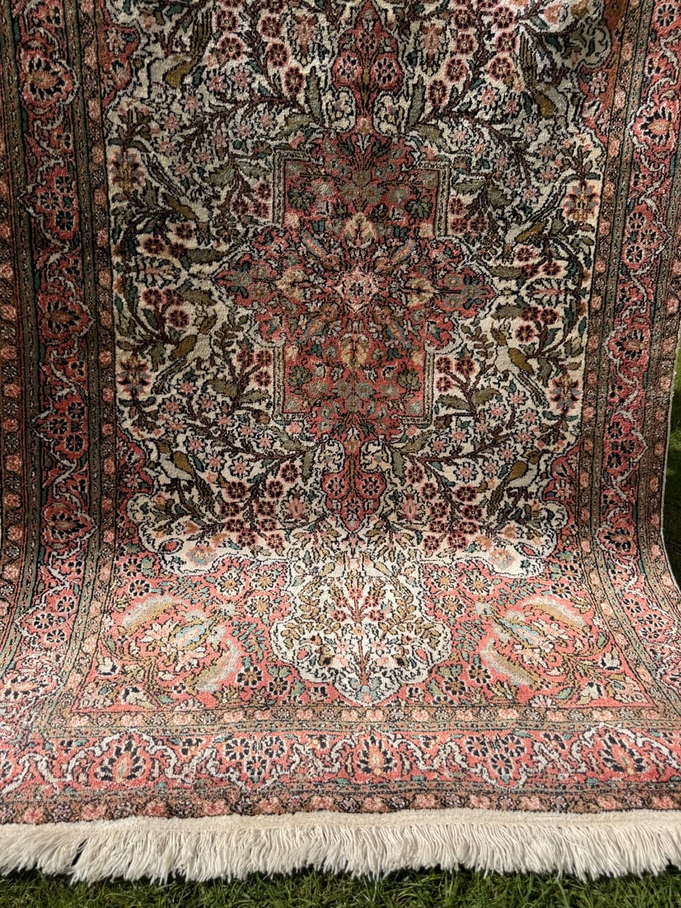 Dywan Ghoum, jedwab czerwony, bawełna beżowa, Iran, 165x100 cm - 293629