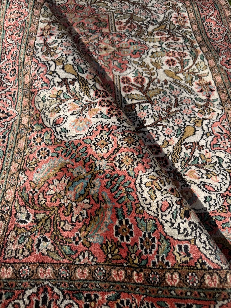 Dywan Ghoum, jedwab czerwony, bawełna beżowa, Iran, 165x100 cm - 293637