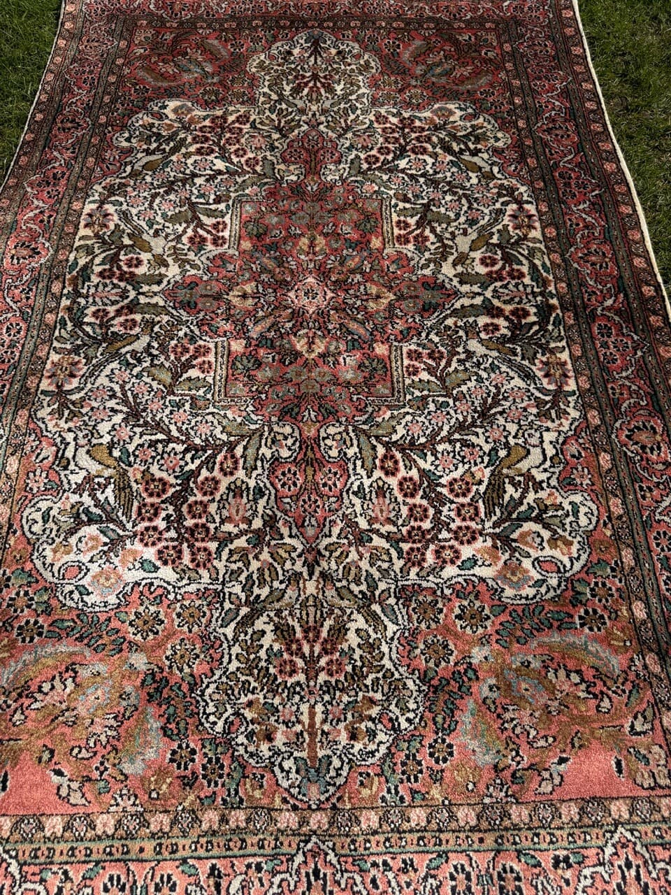 Dywan Ghoum, jedwab czerwony, bawełna beżowa, Iran, 165x100 cm - 293639