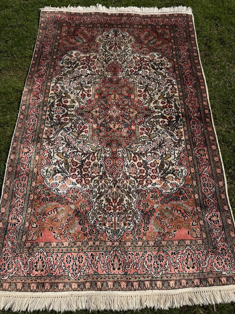 Dywan Ghoum, jedwab czerwony, bawełna beżowa, Iran, 165x100 cm - 293640