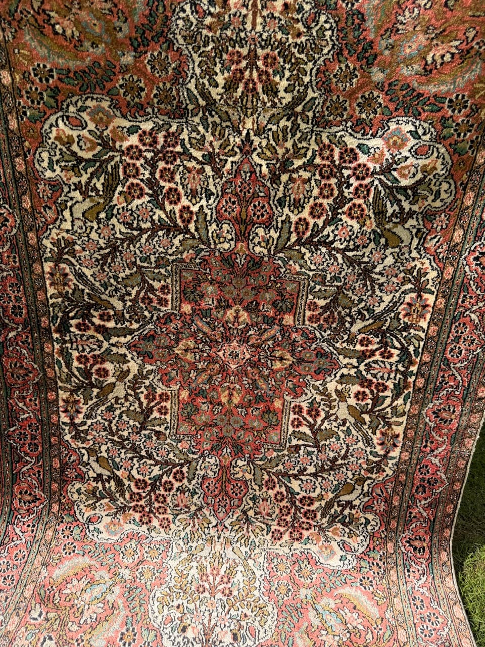 Dywan Ghoum, jedwab czerwony, bawełna beżowa, Iran, 165x100 cm - 293633