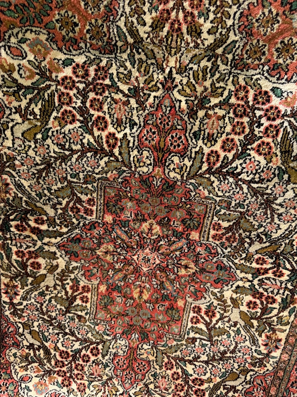 Dywan Ghoum, jedwab czerwony, bawełna beżowa, Iran, 165x100 cm - 293631