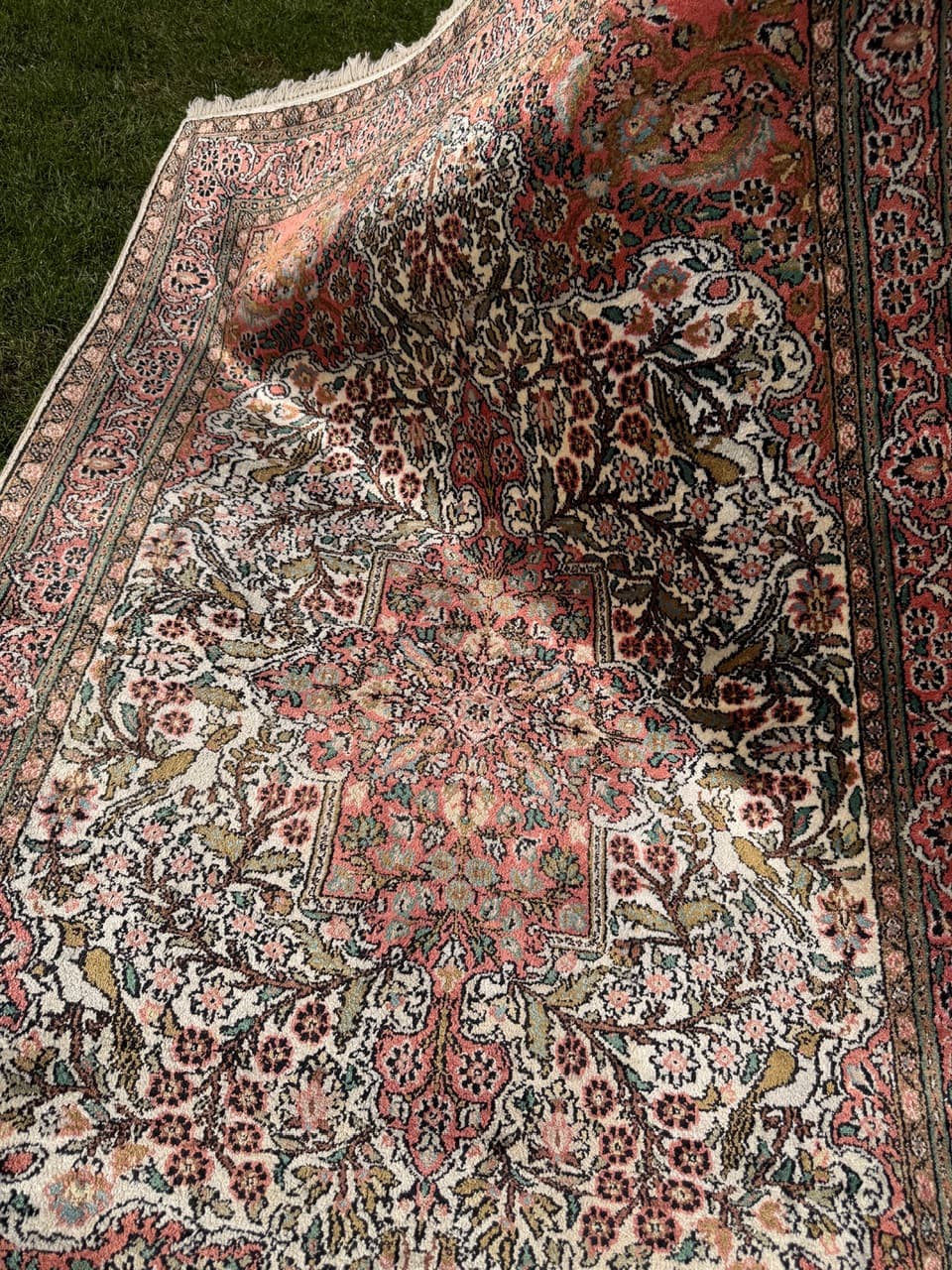 Dywan Ghoum, jedwab czerwony, bawełna beżowa, Iran, 165x100 cm - 293634