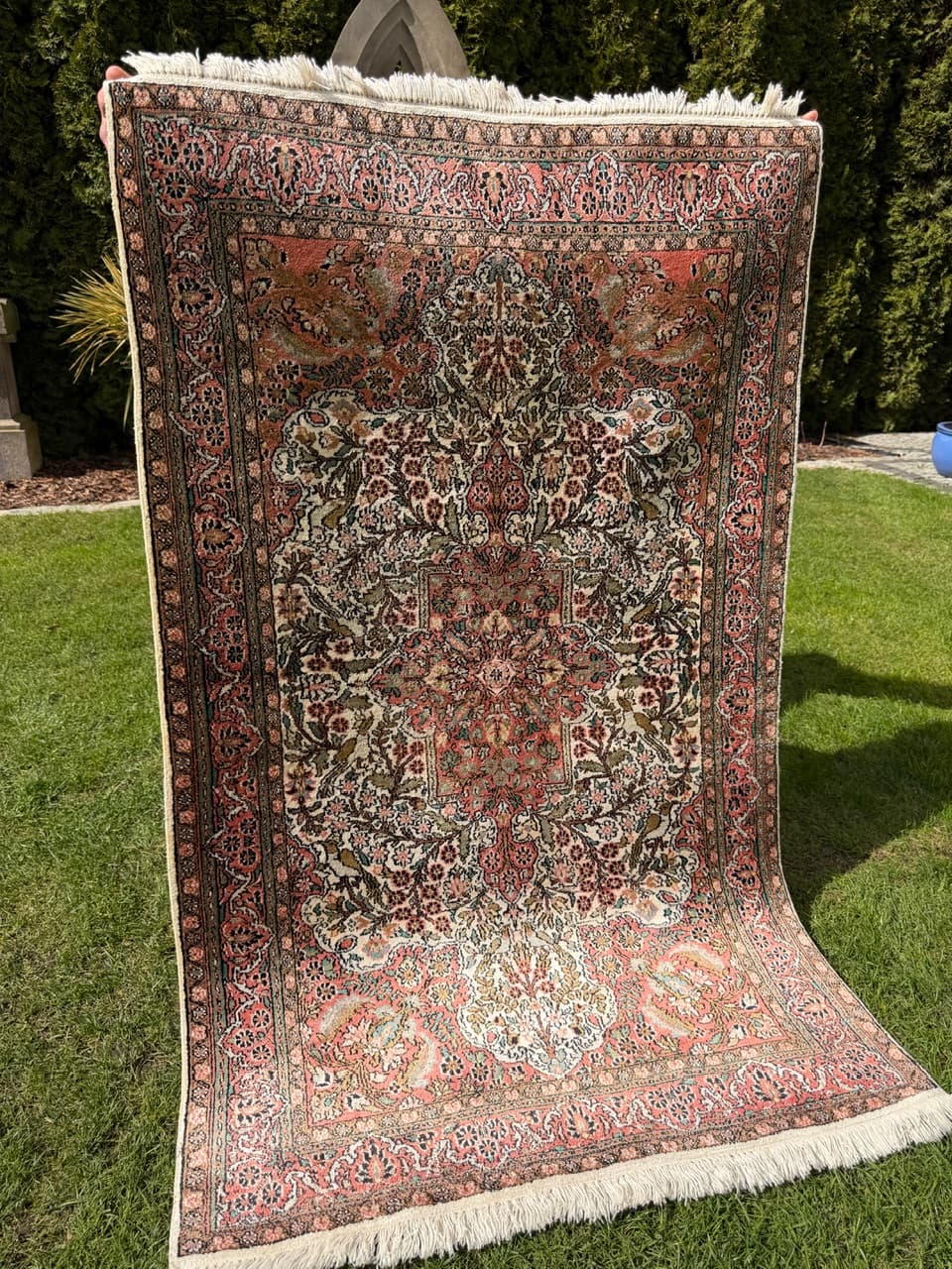 Dywan Ghoum, jedwab czerwony, bawełna beżowa, Iran, 165x100 cm - 293628