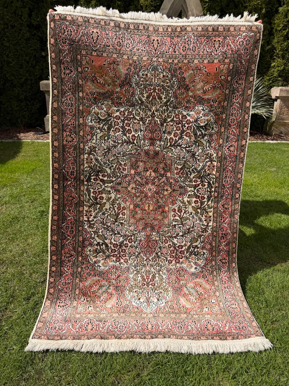 Dywan Ghoum, jedwab czerwony, bawełna beżowa, Iran, 165x100 cm - 293627