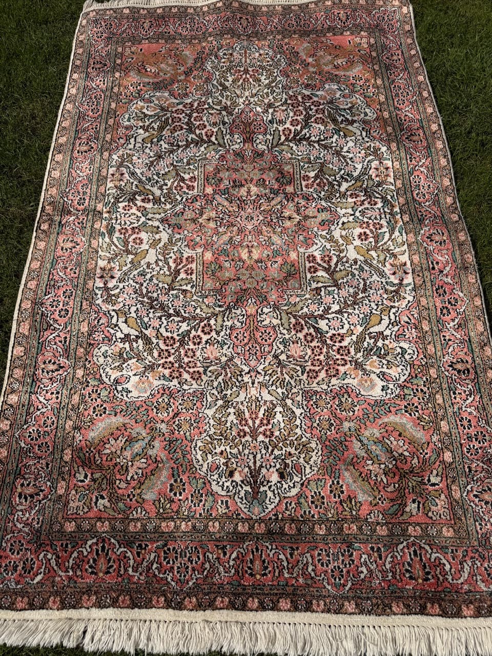 Dywan Ghoum, jedwab czerwony, bawełna beżowa, Iran, 165x100 cm - 293636