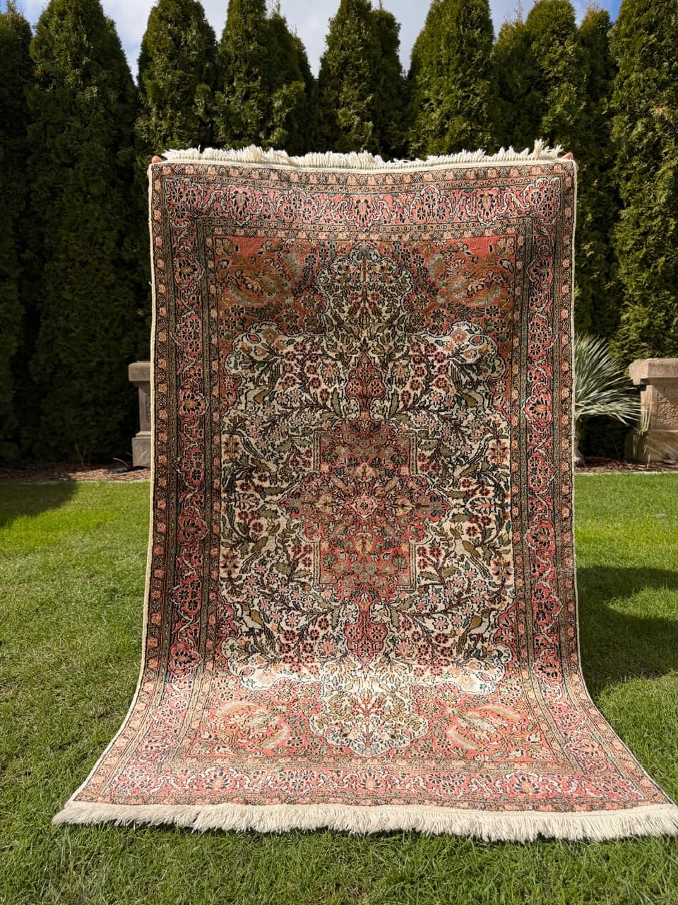 Dywan Ghoum, jedwab czerwony, bawełna beżowa, Iran, 165x100 cm - 293632