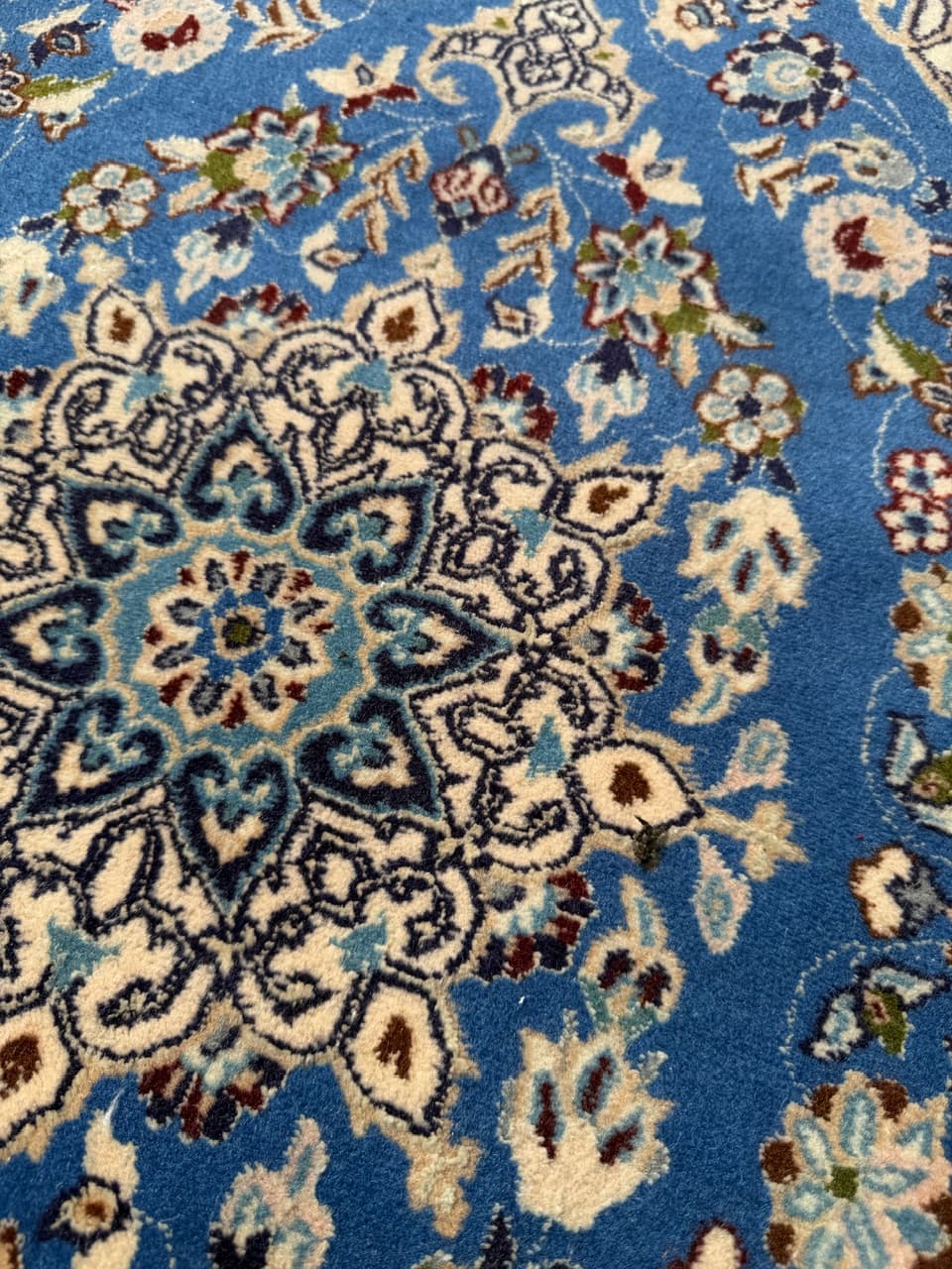 Chodnik Nain, 310x65 cm, błękitny, wełna kaszmirowa i jedwab, Iran - 293651