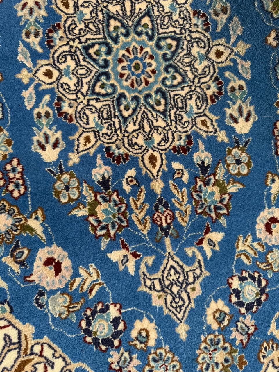 Chodnik Nain, 310x65 cm, błękitny, wełna kaszmirowa i jedwab, Iran - 293654