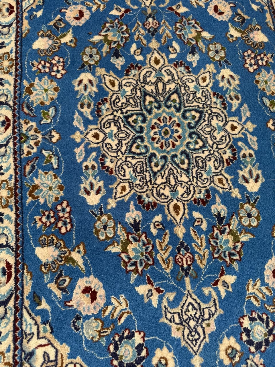 Chodnik Nain, 310x65 cm, błękitny, wełna kaszmirowa i jedwab, Iran - 293653