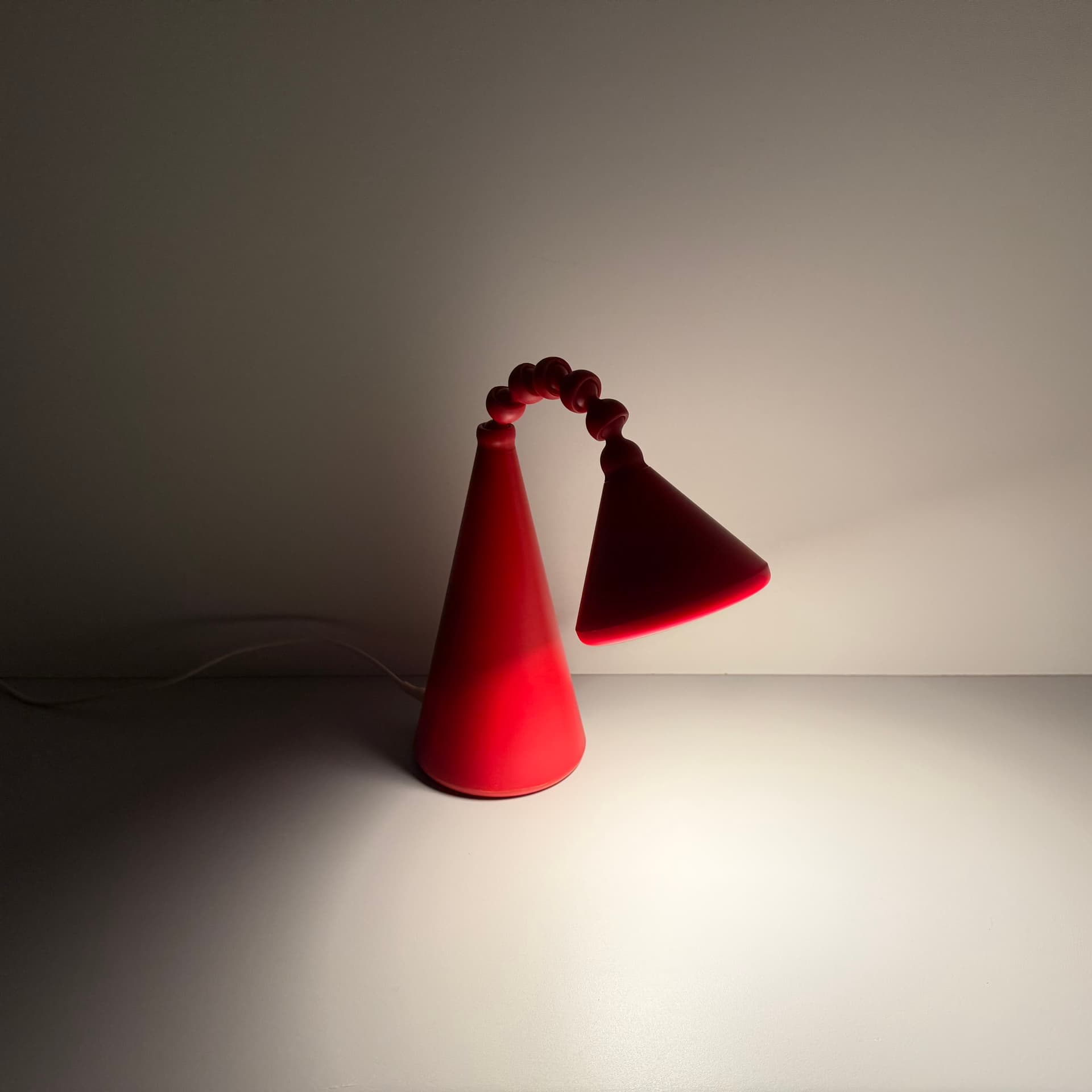 Bedside lamp, red, plastic, Ikea, Sweden, 1990s. - 293670