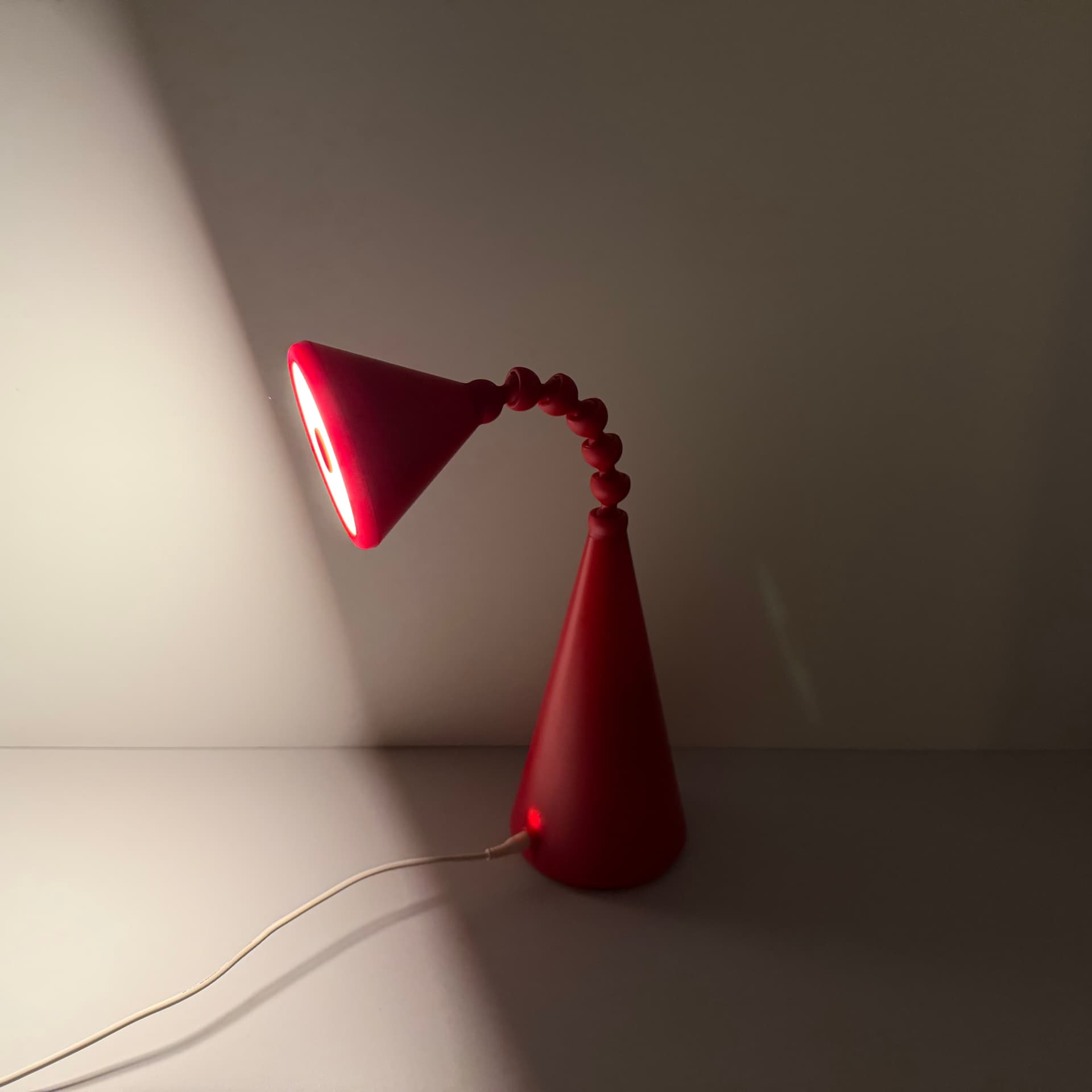 Bedside lamp, red, plastic, Ikea, Sweden, 1990s. - 293676