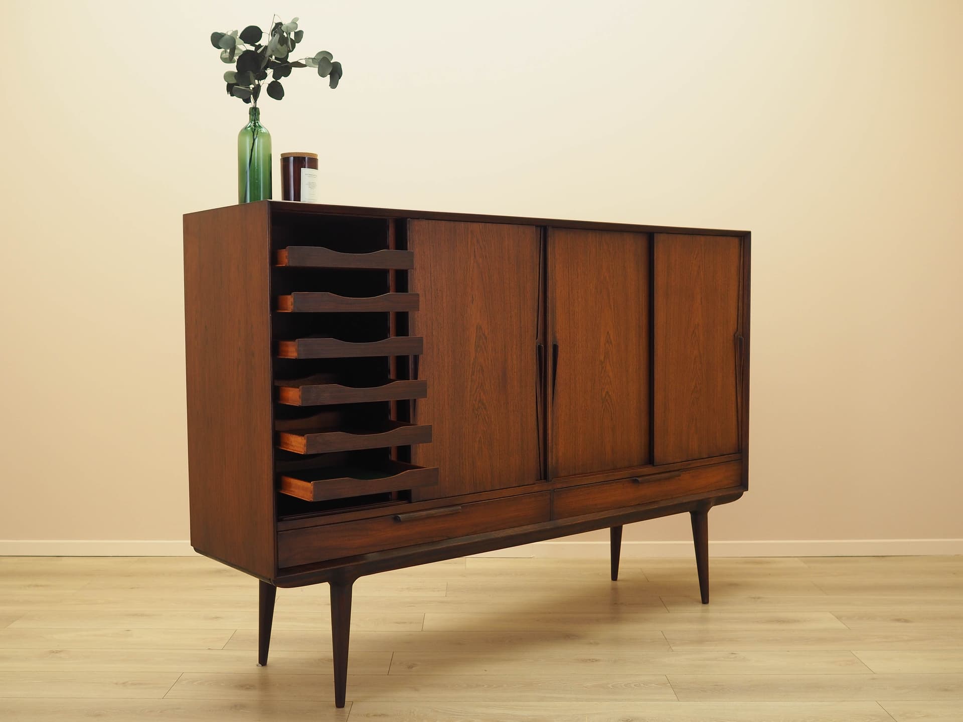 Highboard, palisander brązowy, drewno, Omann Jun, Dania, lata 70. - 293704