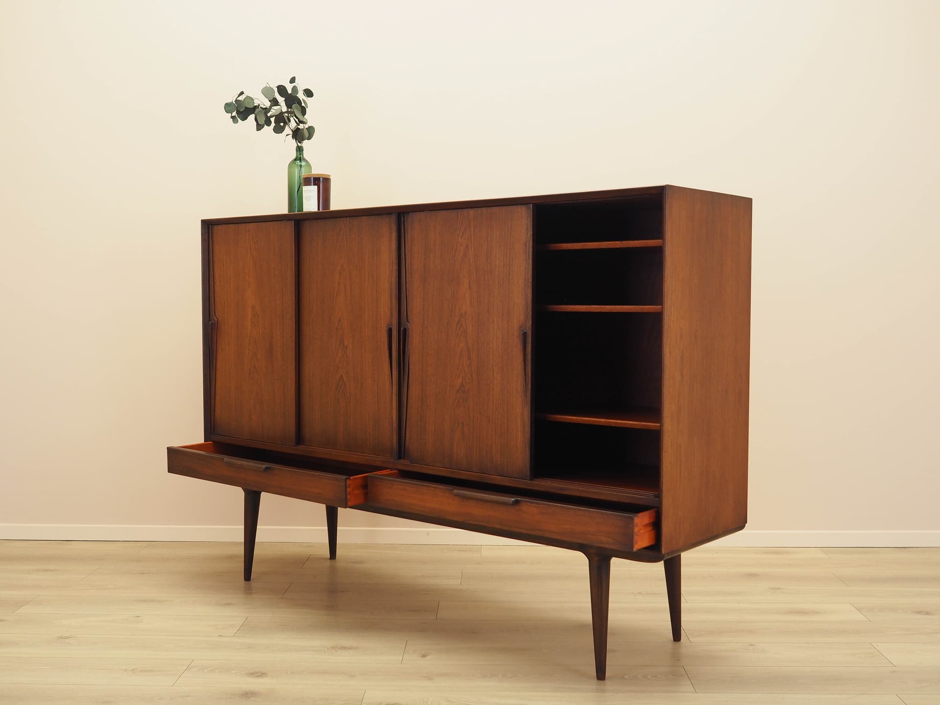 Highboard, palisander brązowy, drewno, Omann Jun, Dania, lata 70. - 293702