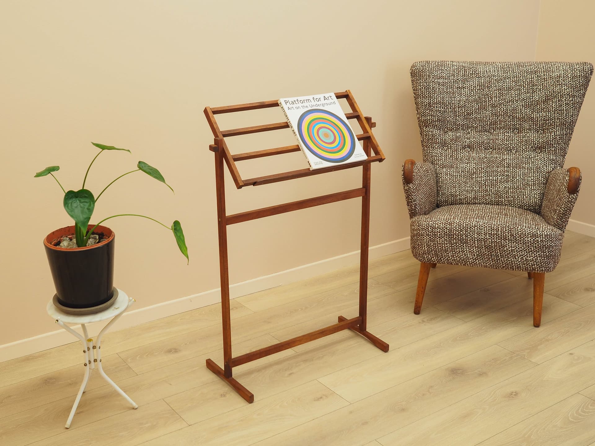 Music stand, brown teak, Denmark, 1980s. - 293714