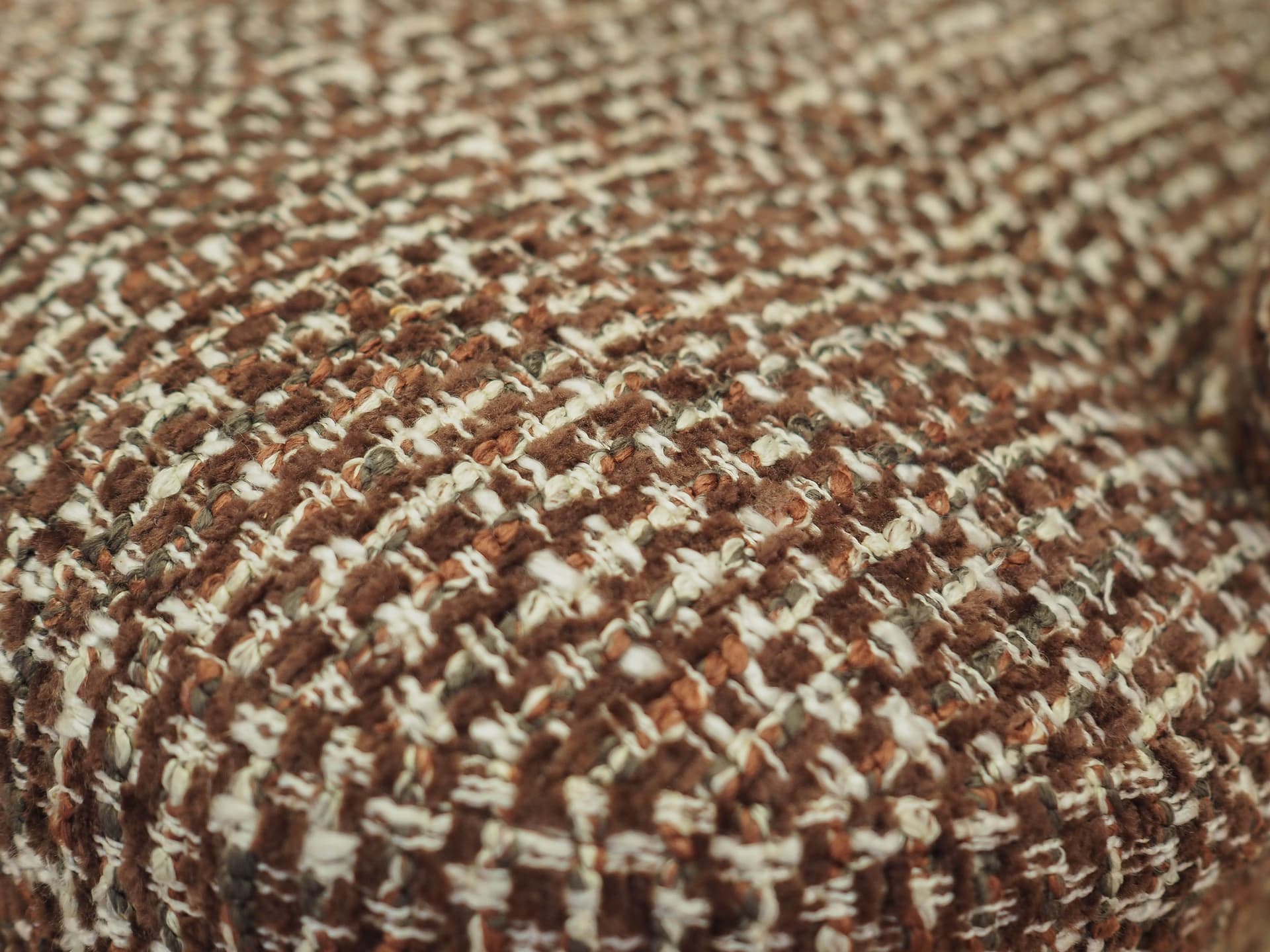 Lounge chair, brown white beige melange, fabric, beech, teak, Denmark, 1970s. - 293738
