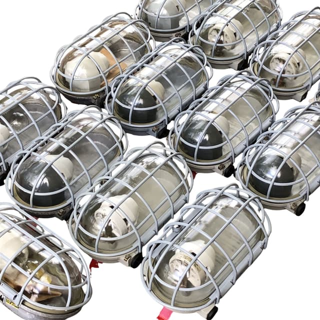 Kinkiety Bunkerlampe, szary, metal, Niemcy, lata 70. - WYMIARY