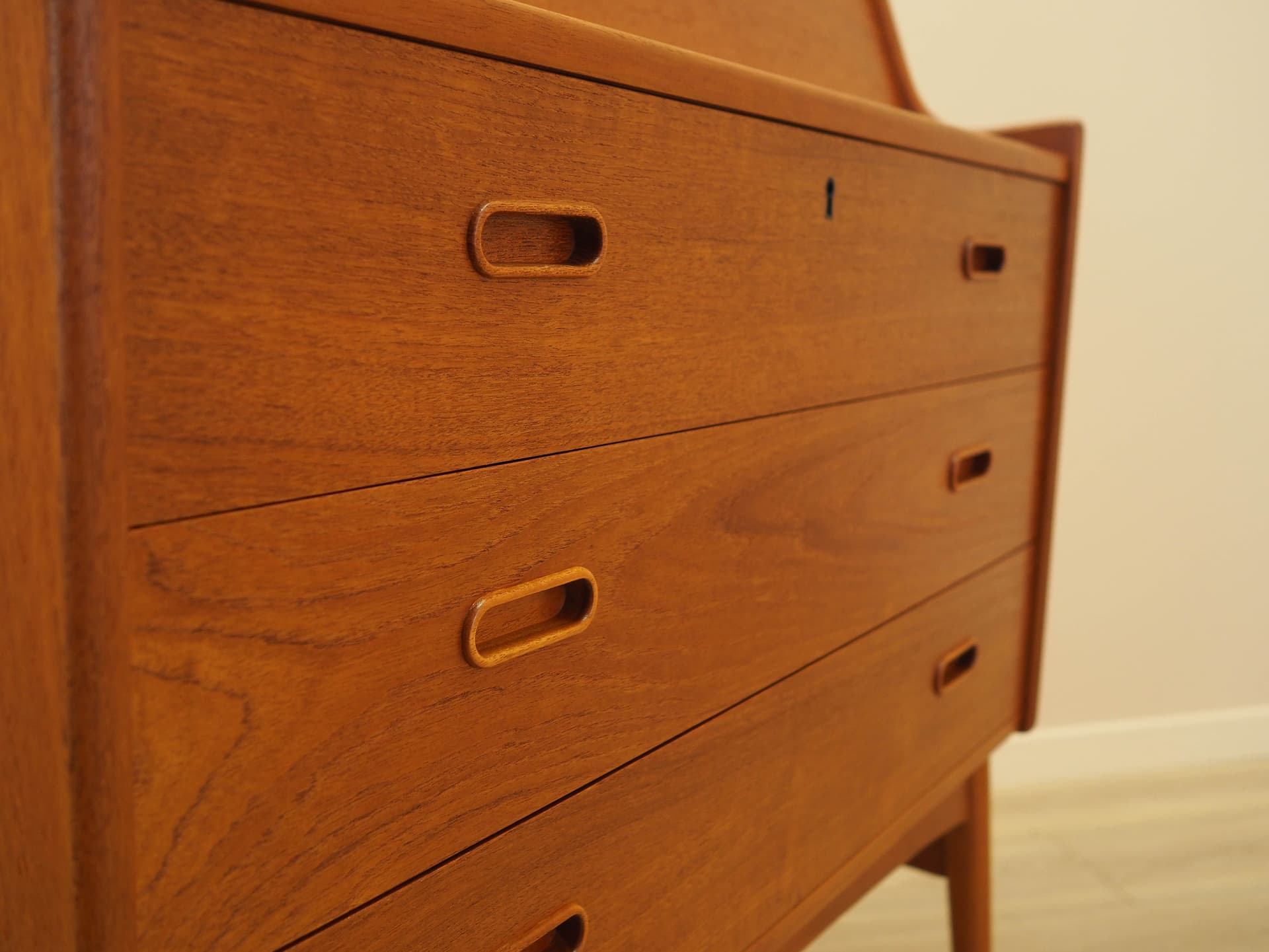 Secretary desk, brown teak, by A. Wahl Iversen, Vinde Møbelfabrik, Denmark, 1970s. - 293764