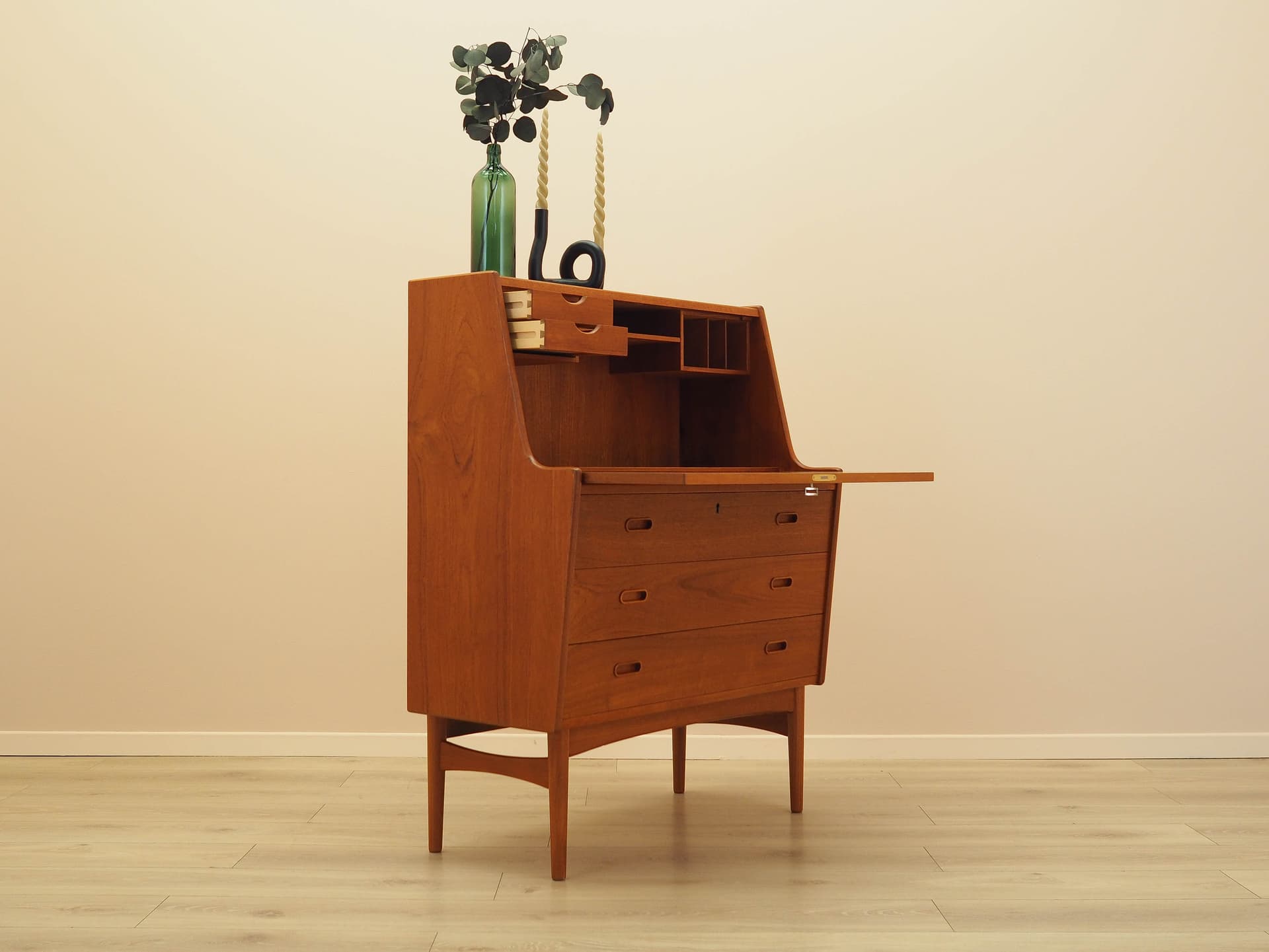 Secretary desk, brown teak, by A. Wahl Iversen, Vinde Møbelfabrik, Denmark, 1970s. - 293760