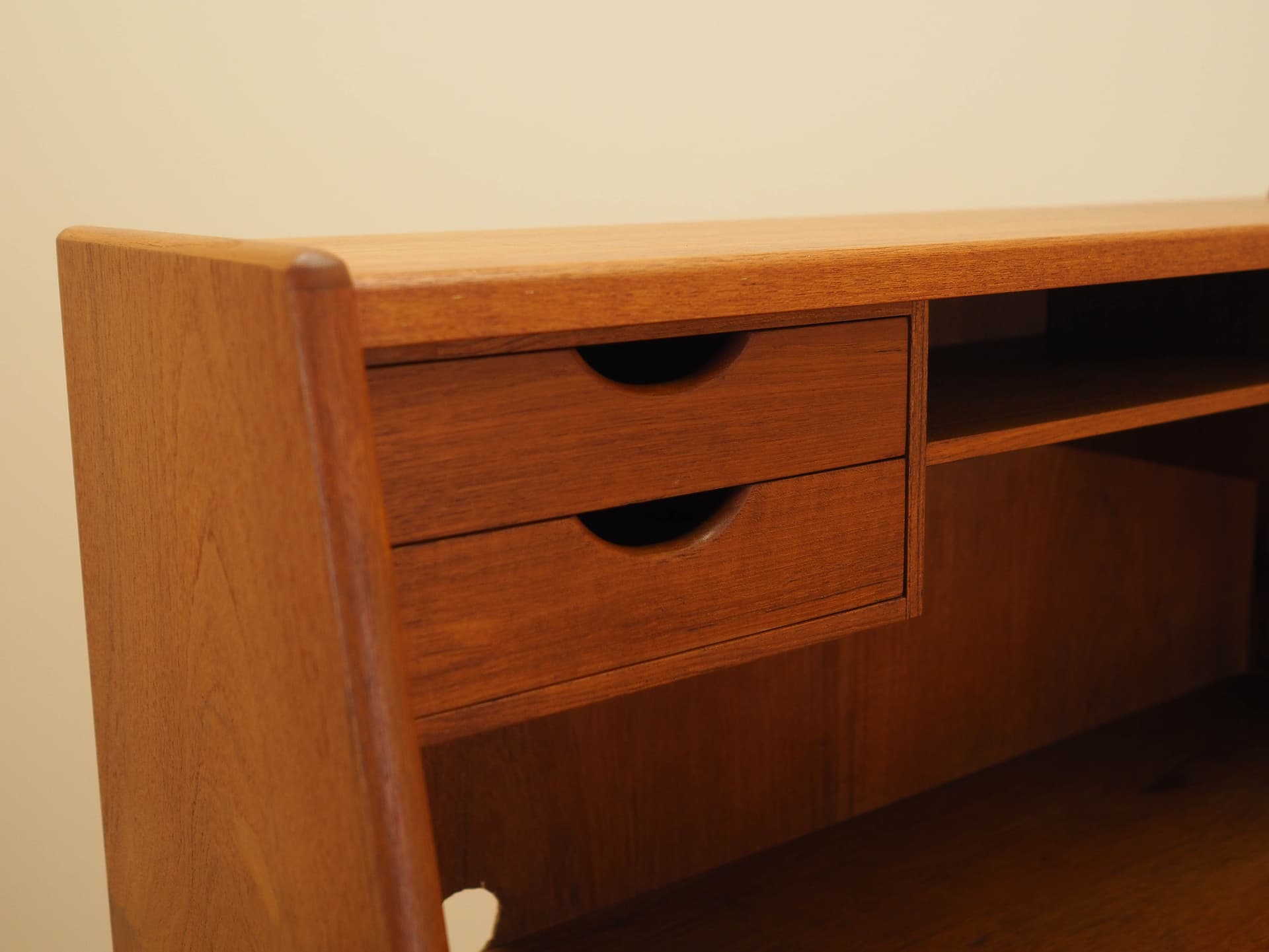 Secretary desk, brown teak, by A. Wahl Iversen, Vinde Møbelfabrik, Denmark, 1970s. - 293768