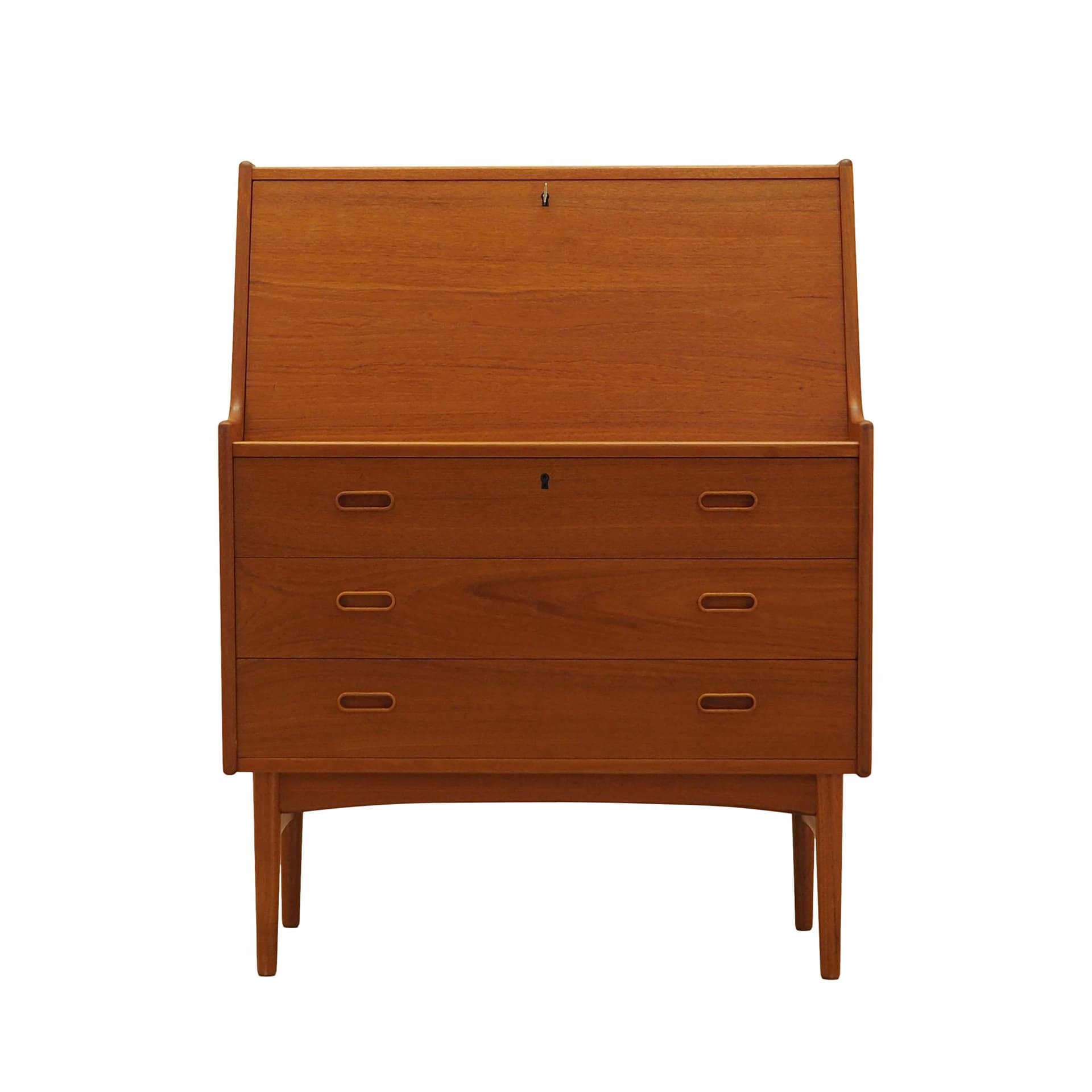 Secretary desk, brown teak, by A. Wahl Iversen, Vinde Møbelfabrik, Denmark, 1970s.