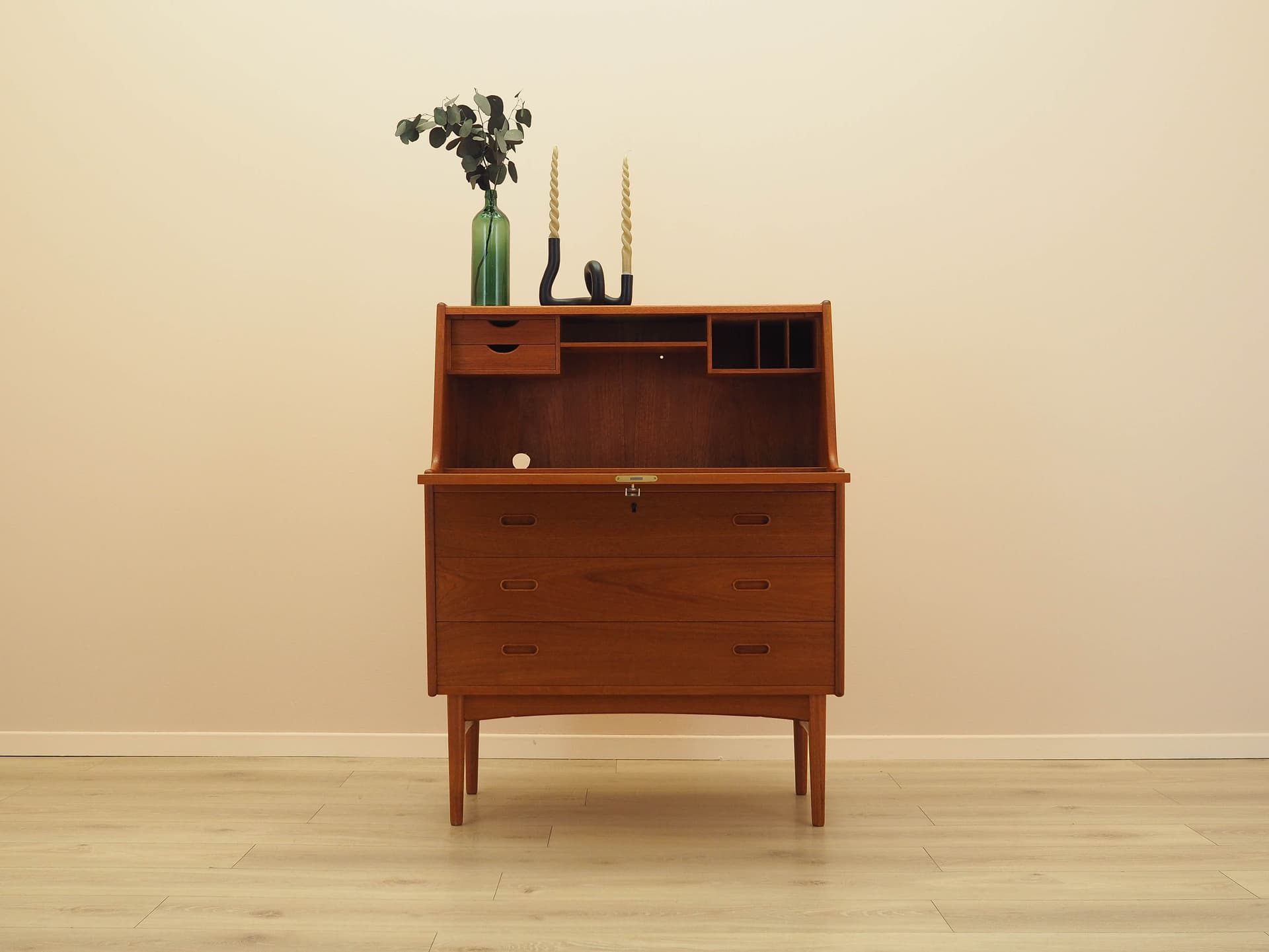 Secretary desk, brown teak, by A. Wahl Iversen, Vinde Møbelfabrik, Denmark, 1970s. - 293758