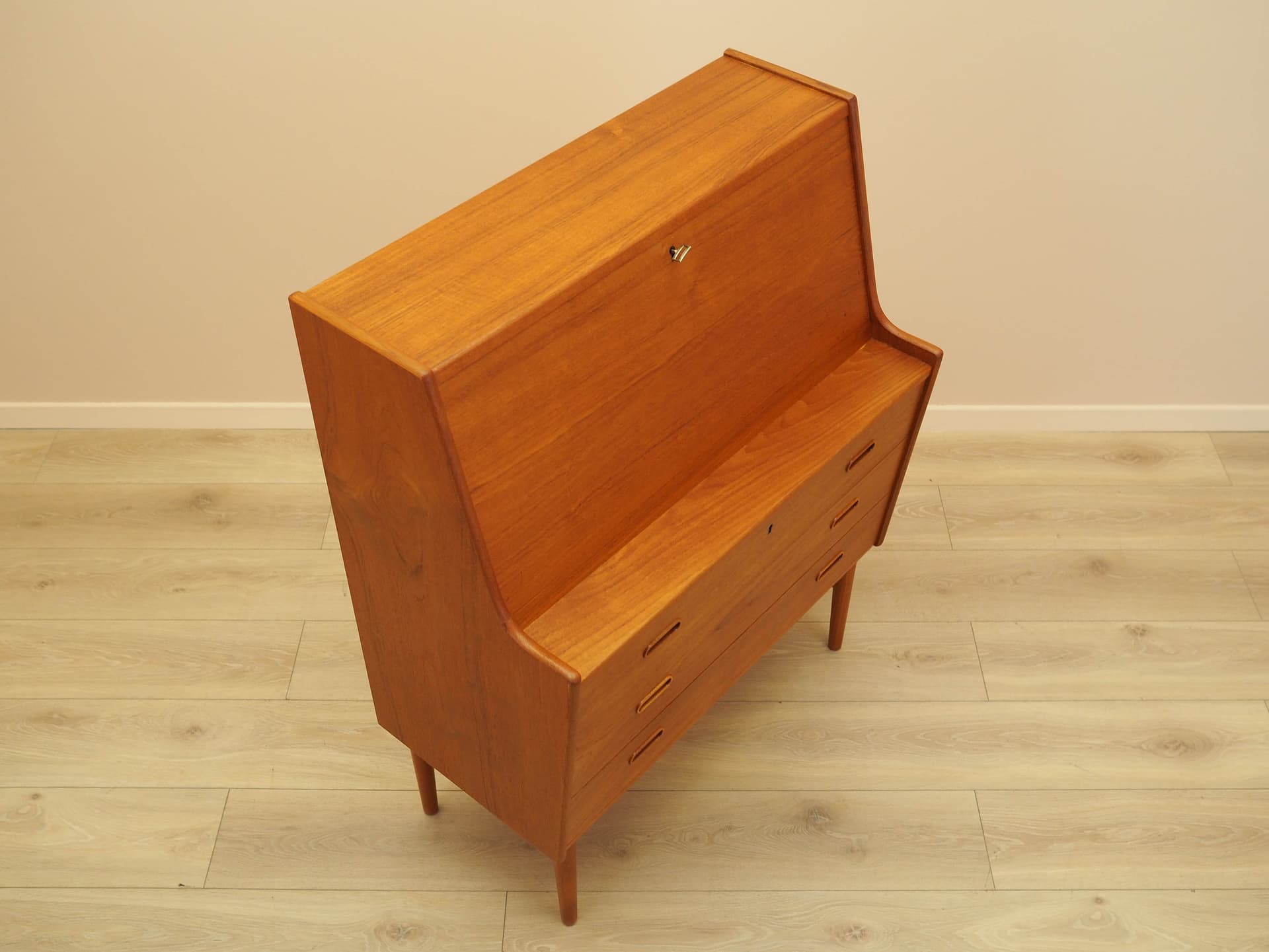 Secretary desk, brown teak, by A. Wahl Iversen, Vinde Møbelfabrik, Denmark, 1970s. - 293761