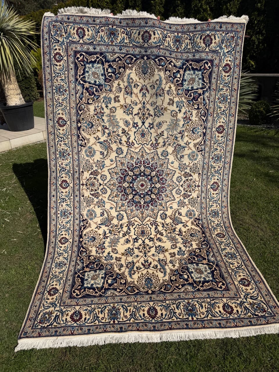 Dywan Nain, 250x150 cm, beżowy, wełna kaszmirowa jedwab, Iran - 293801