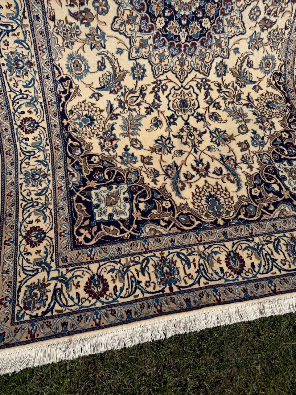 Dywan Nain, 250x150 cm, beżowy, wełna kaszmirowa jedwab, Iran - 293802