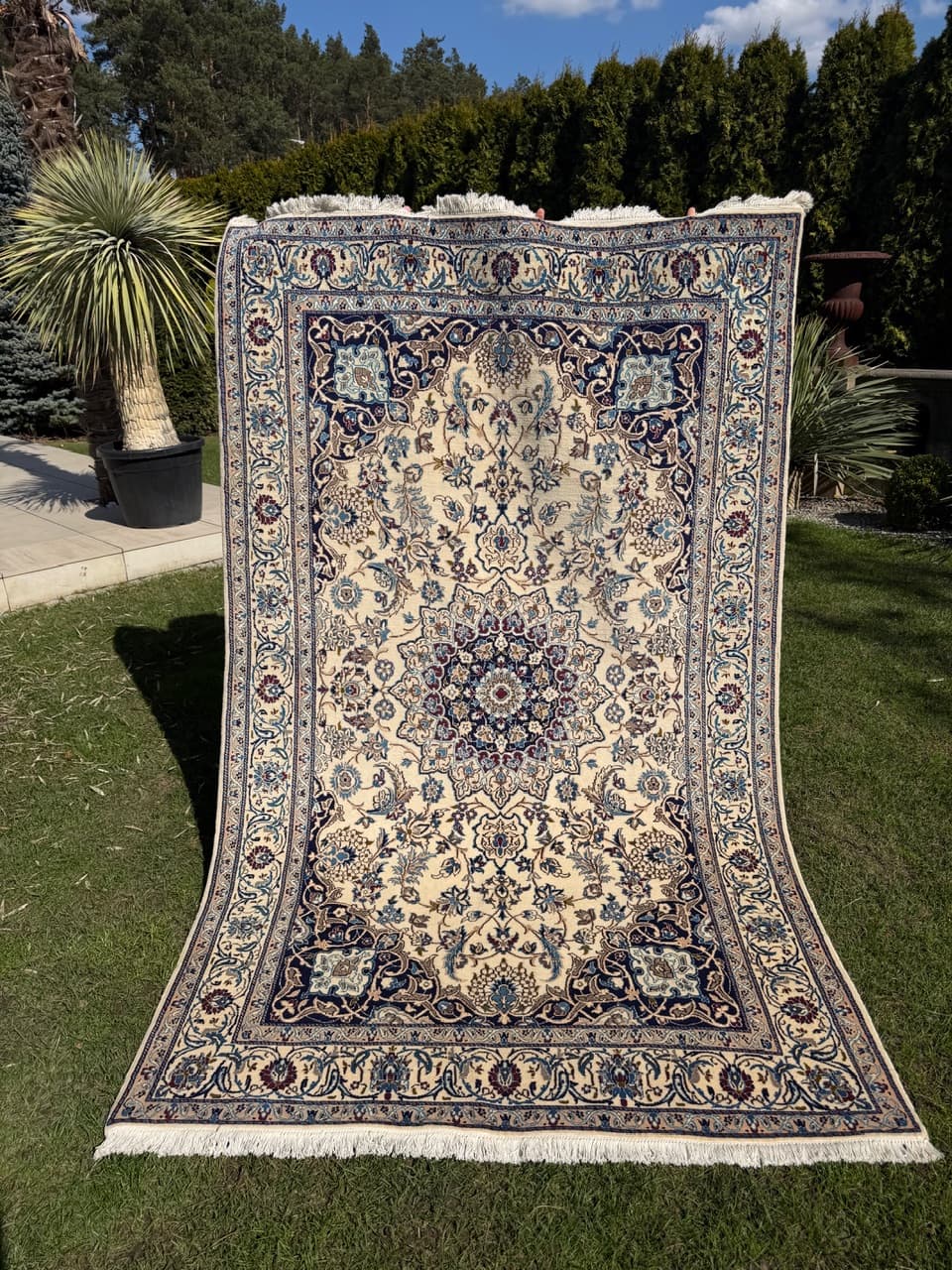 Dywan Nain, 250x150 cm, beżowy, wełna kaszmirowa jedwab, Iran - 293800