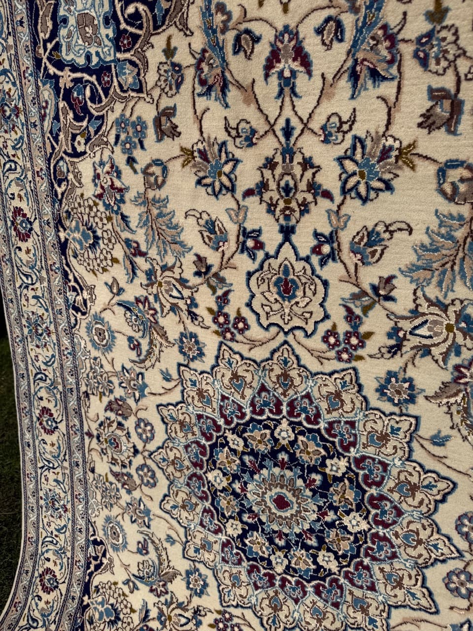 Dywan Nain, 250x150 cm, beżowy, wełna kaszmirowa jedwab, Iran - 293804