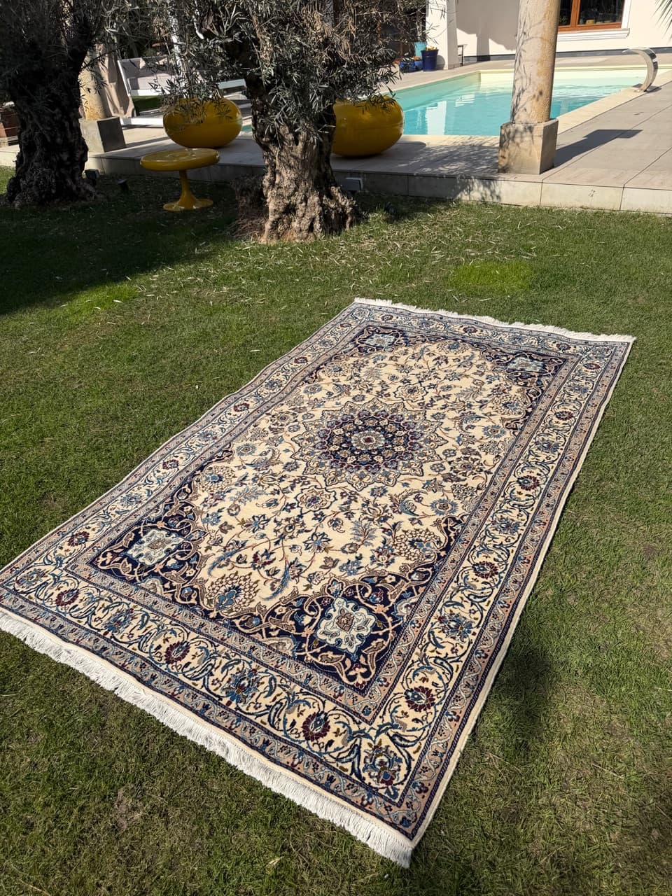 Dywan Nain, 250x150 cm, beżowy, wełna kaszmirowa jedwab, Iran - 293810