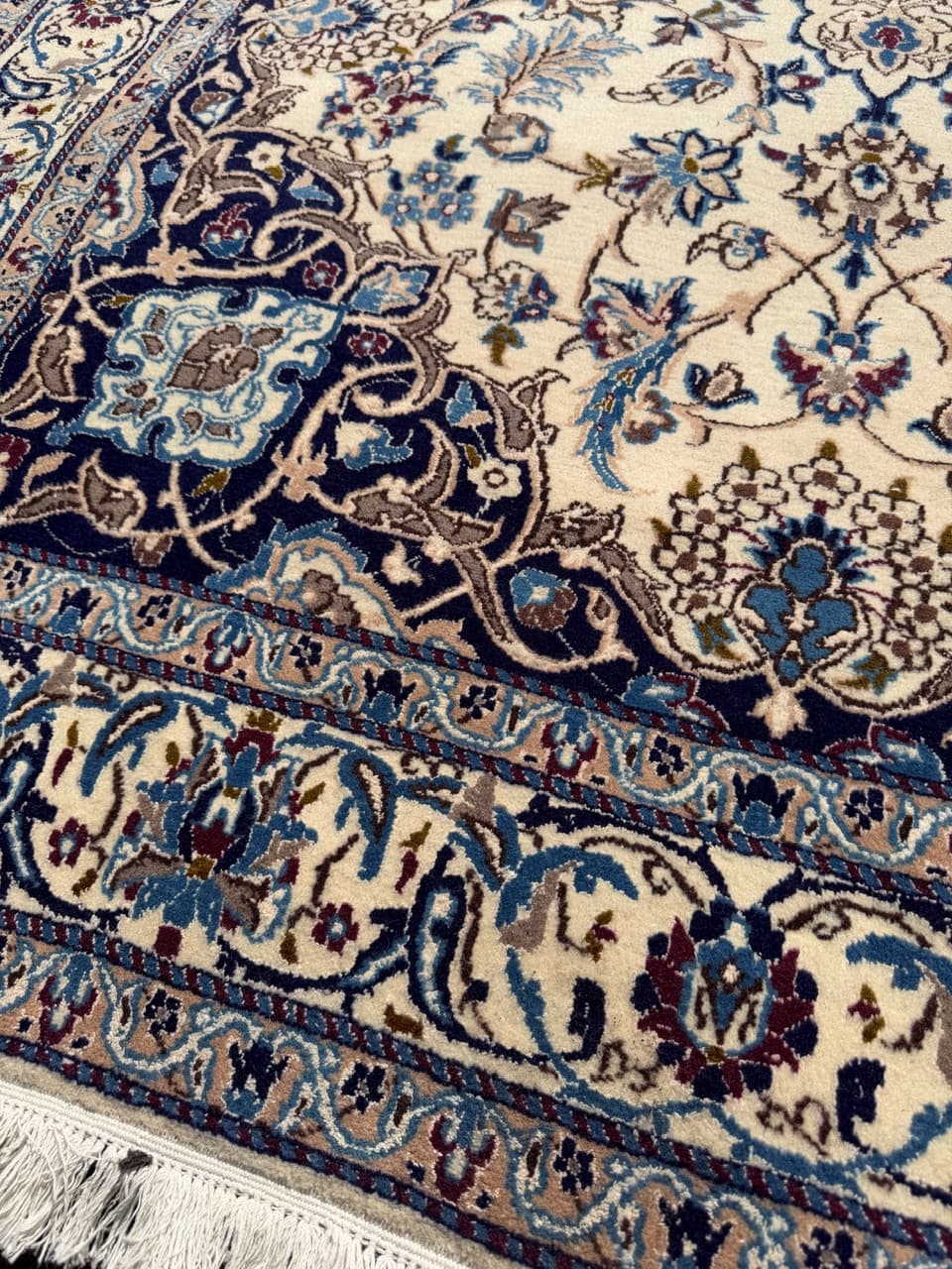 Dywan Nain, 250x150 cm, beżowy, wełna kaszmirowa jedwab, Iran - 293808