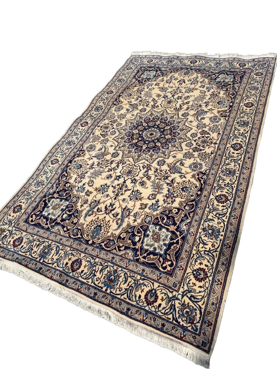 Dywan Nain, 250x150 cm, beżowy, wełna kaszmirowa jedwab, Iran