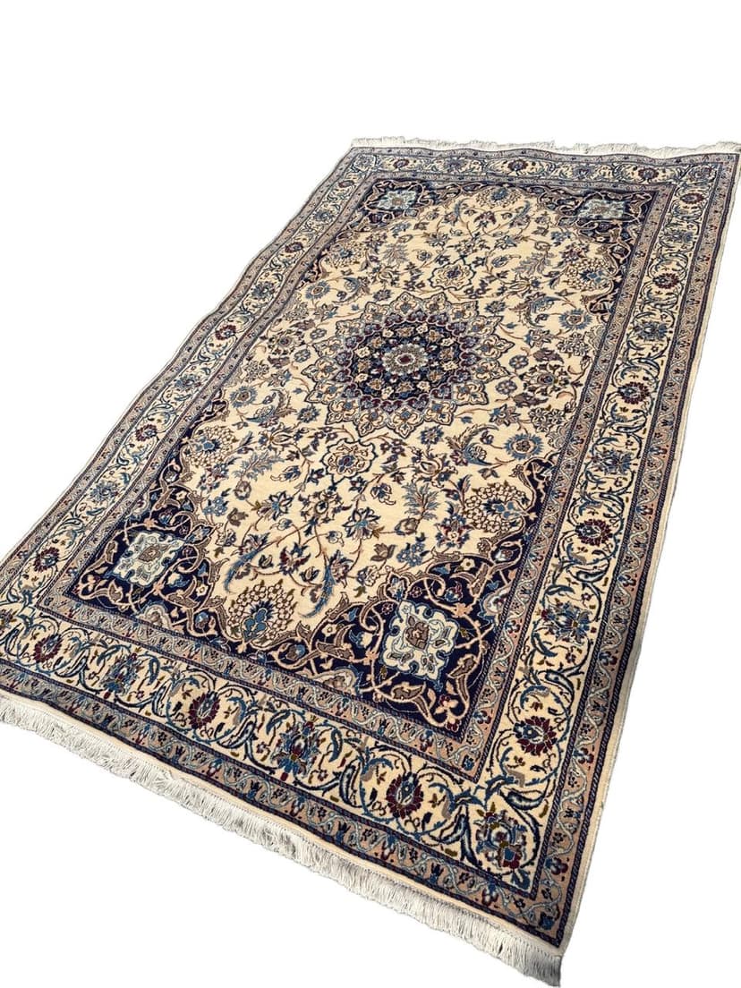 Dywan Nain, 250x150 cm, beżowy, wełna kaszmirowa jedwab, Iran