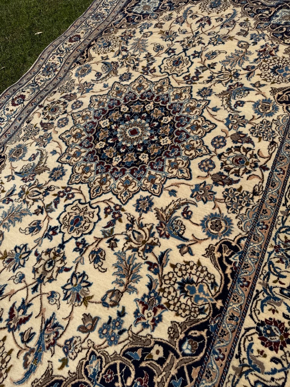 Dywan Nain, 250x150 cm, beżowy, wełna kaszmirowa jedwab, Iran - 293811