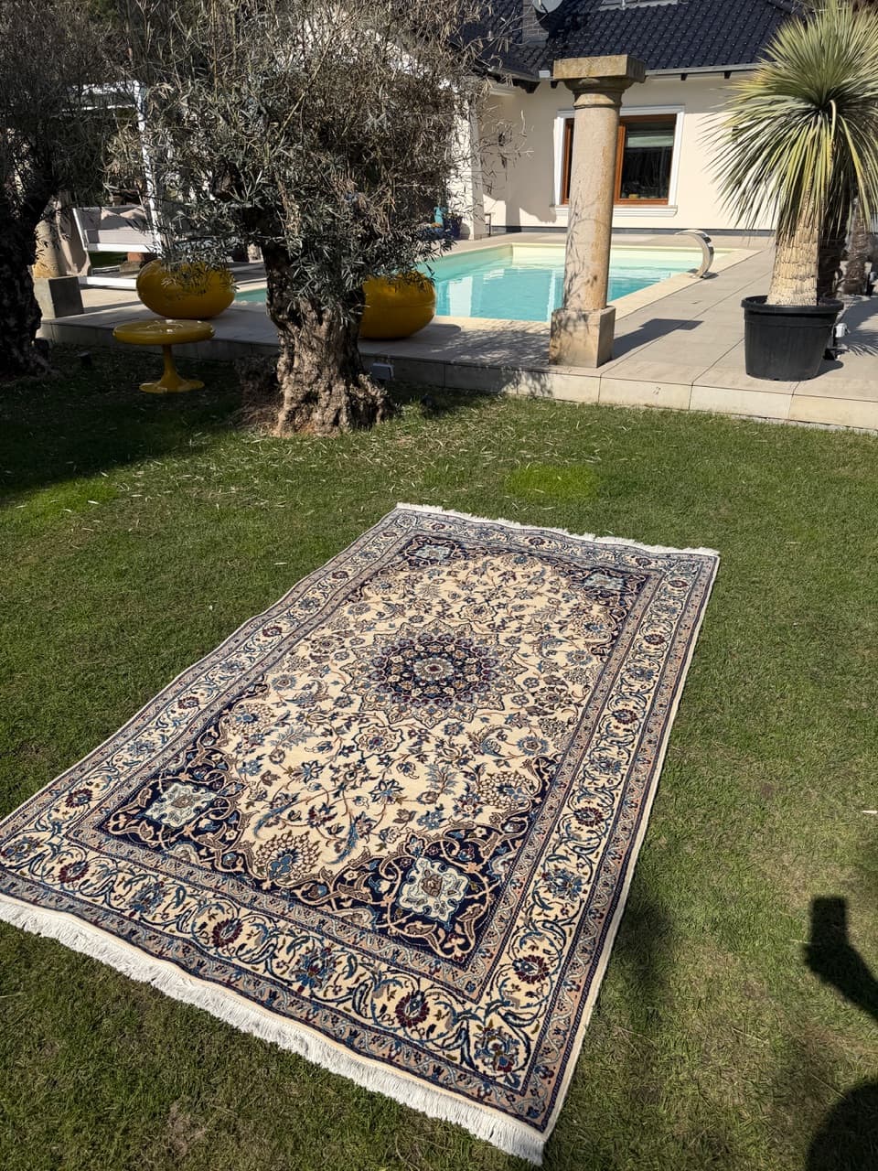 Dywan Nain, 250x150 cm, beżowy, wełna kaszmirowa jedwab, Iran - 293805