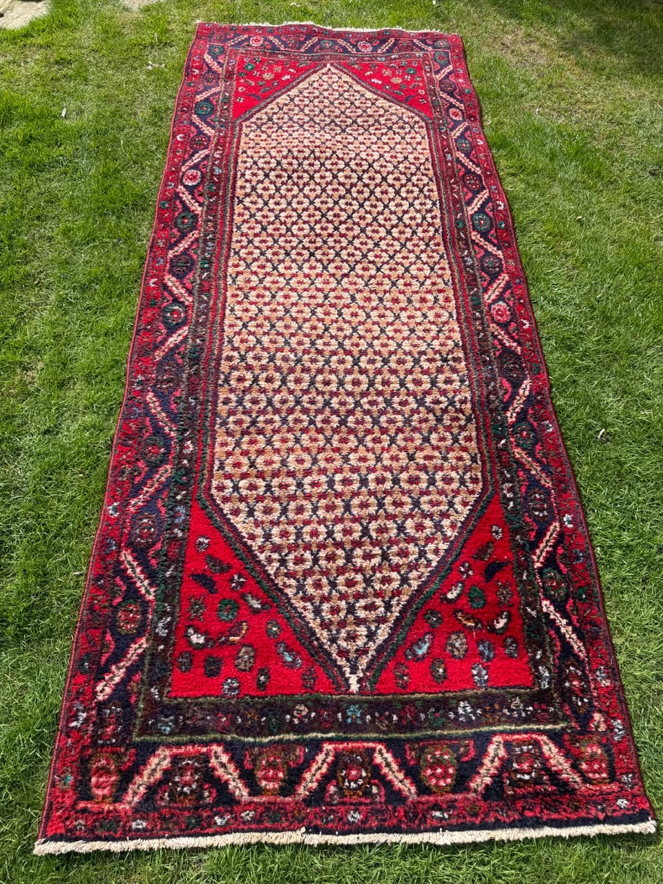 Chodnik Hamadan 280x110 cm, czerwony, wełna, Iran - 293821