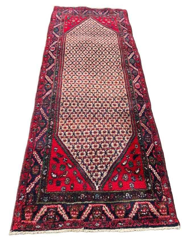Chodnik Hamadan 280x110 cm, czerwony, wełna, Iran - WYMIARY