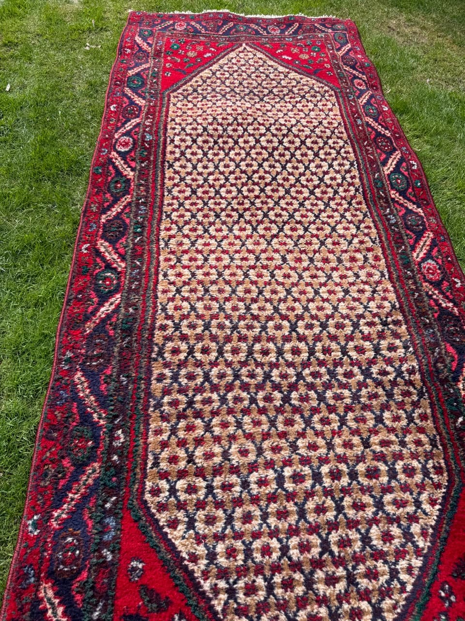 Chodnik Hamadan 280x110 cm, czerwony, wełna, Iran - 293822