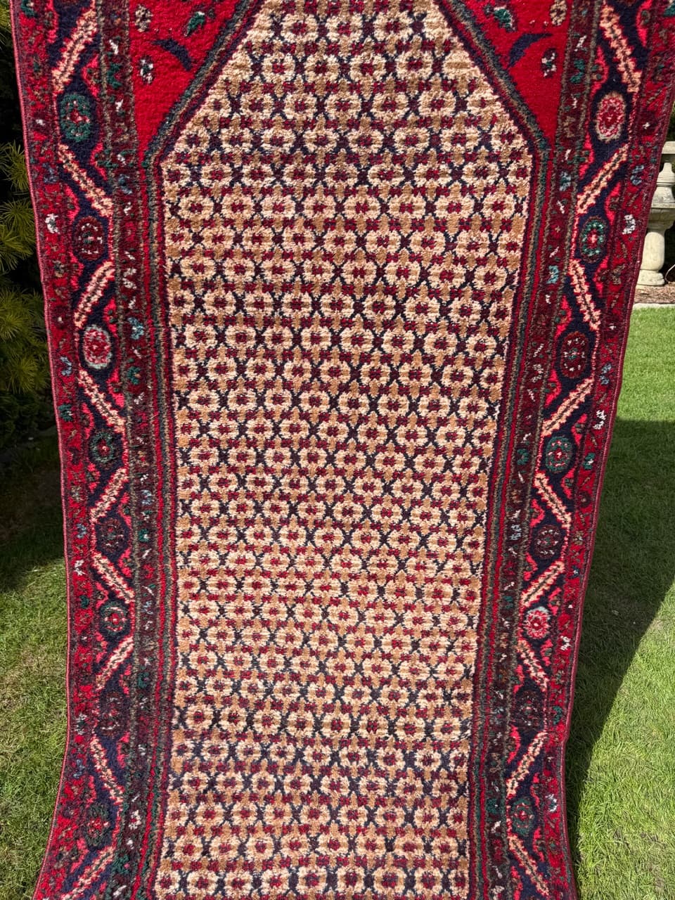 Chodnik Hamadan 280x110 cm, czerwony, wełna, Iran - 293826