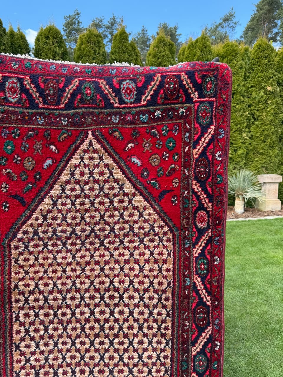 Chodnik Hamadan 280x110 cm, czerwony, wełna, Iran - 293817