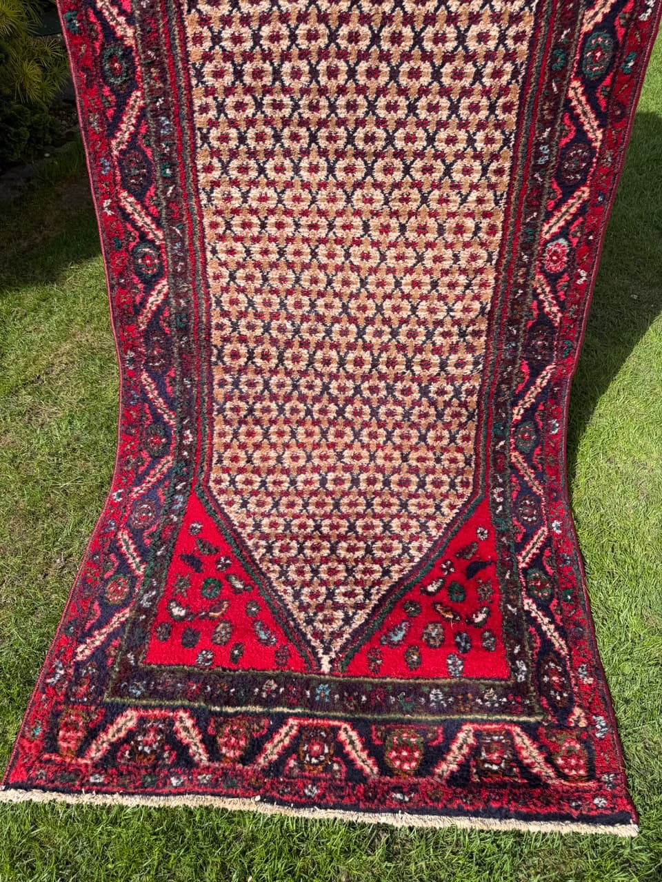 Chodnik Hamadan 280x110 cm, czerwony, wełna, Iran - 293825