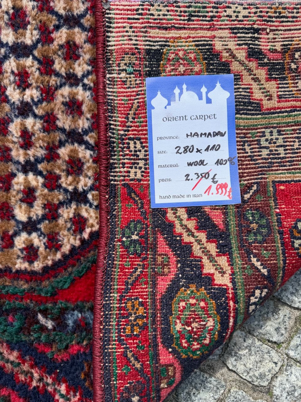 Chodnik Hamadan 280x110 cm, czerwony, wełna, Iran - 293828