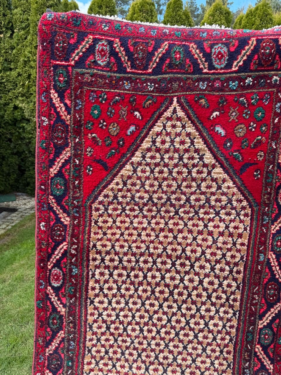 Chodnik Hamadan 280x110 cm, czerwony, wełna, Iran - 293818