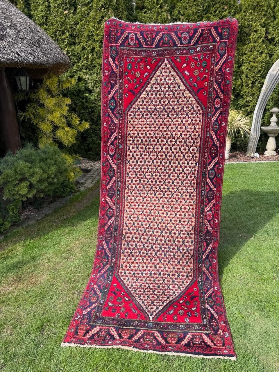 Chodnik Hamadan 280x110 cm, czerwony, wełna, Iran - 293824