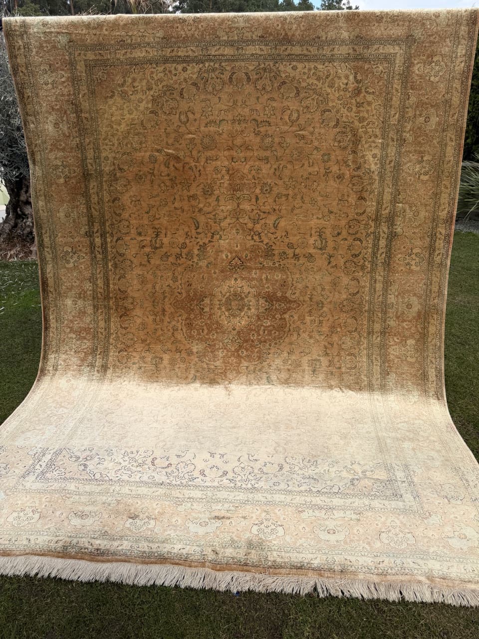 Dywan Ghoum/Qom, jedwab beżowo-złoty, Iran, 350x250 cm - 293832